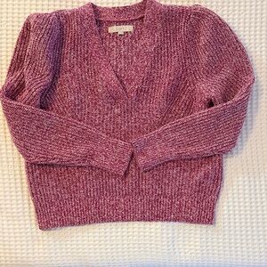 LOFT V-Neck Sweater in Magenta